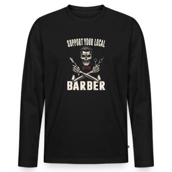 Coiffeur Salon Coiffeur Coiffeur Cadeaux - T-shirt manches longues Premium bio Homme - noir - Devant - Nico (187cm)