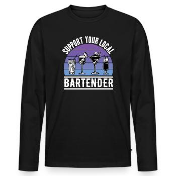 Barman offre Adieu Gastronomie - T-shirt manches longues Premium bio Homme - noir - Devant - Nico (187cm)