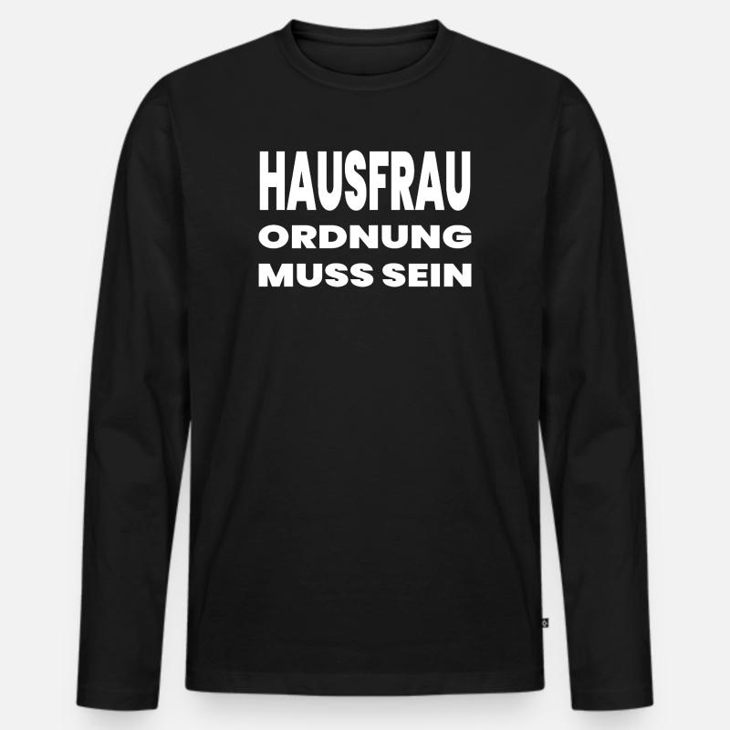 Hausfrau - Männer Premium Bio Langarmshirt - Schwarz