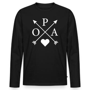 Grand-père fier – Look de partenaire de famille - T-shirt manches longues Premium bio Homme - noir - Devant - Nico (187cm)