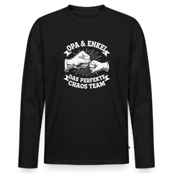 Opa & Enkel – Perfektes Chaos Team - Männer Premium Bio Langarmshirt - Schwarz - Vorne - Nico (187cm)