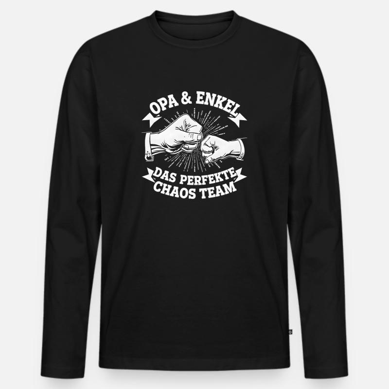 Opa & Enkel – Perfektes Chaos Team - Männer Premium Bio Langarmshirt - Schwarz