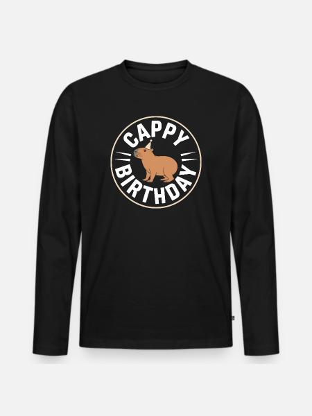 Capybara Birthday Cappy Birthday Funny Capy - Men's Premium Organic Long Sleeve Shirt - black