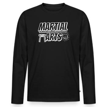 Kampfkunst Typografie - Martial Arts - Männer Premium Bio Langarmshirt - Schwarz - Vorne - Nico (187cm)