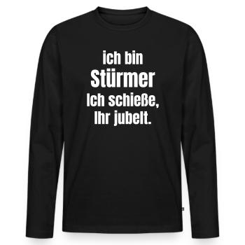 I'm a striker – Goal celebration design - Men's Premium Organic Long Sleeve Shirt - black - Front - Nico (187cm)
