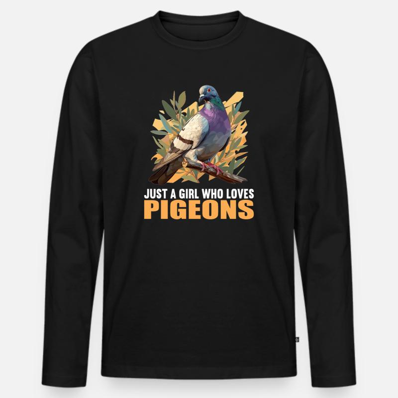 Tauben Taube - Männer Premium Bio Langarmshirt - Schwarz
