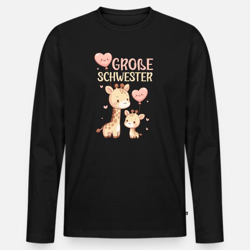 Große Schwester Giraffen Geschwisterkind - Männer Premium Bio Langarmshirt - Schwarz