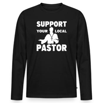 Pfarrer Kostüm Pastor Kleidung Gottesmann - Männer Premium Bio Langarmshirt - Schwarz - Vorne - Nico (187cm)