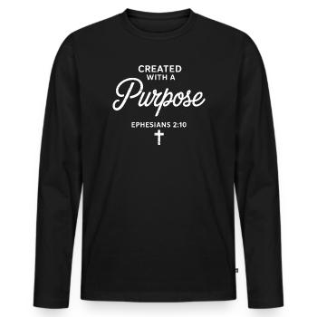 Foi déterminée : Éphésiens 2:10 - T-shirt manches longues Premium bio Homme - noir - Devant - Nico (187cm)