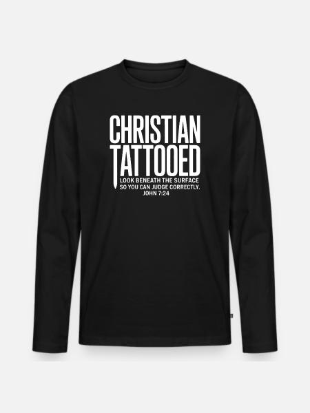 Christian tattoo look under surface - Men's Premium Organic Long Sleeve Shirt - black