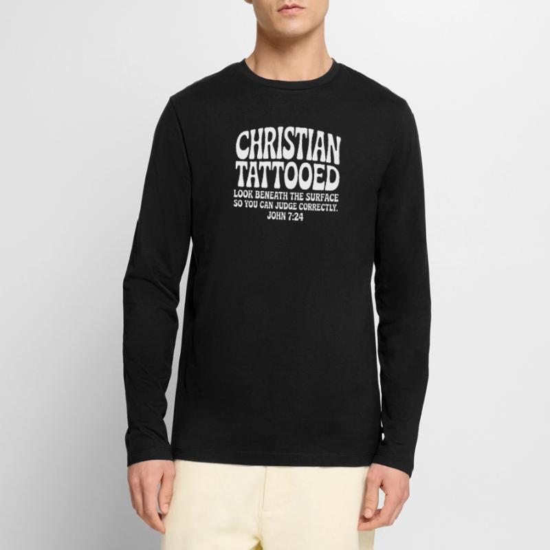 Christlich tätowierter Blick unter die Oberfläche Männer Premium Bio Langarmshirt