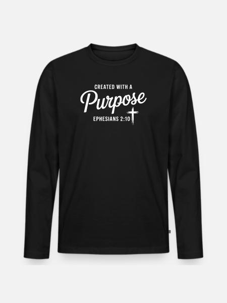 Purposeful Faith Cross Emblem - Men's Premium Organic Long Sleeve Shirt - black