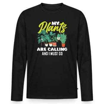 Garden & Plant Lovers Gifts - Men's Premium Organic Long Sleeve Shirt - black - Front - Nico (187cm)
