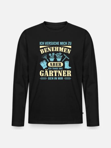 Gartenbau Gärtner Garten Gartenarbeit Sprüche - Männer Premium Bio Langarmshirt - Schwarz
