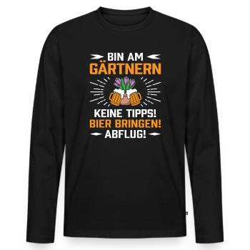 Gardener Saying Beer Hobby Gardener Father Dad - Men's Premium Organic Long Sleeve Shirt - black - Front - Nico (187cm)
