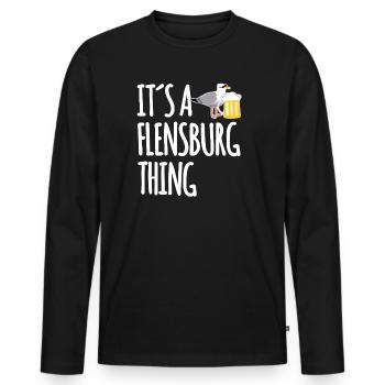 C’est une affaire de Flensburg - T-shirt manches longues Premium bio Homme - noir - Devant - Nico (187cm)