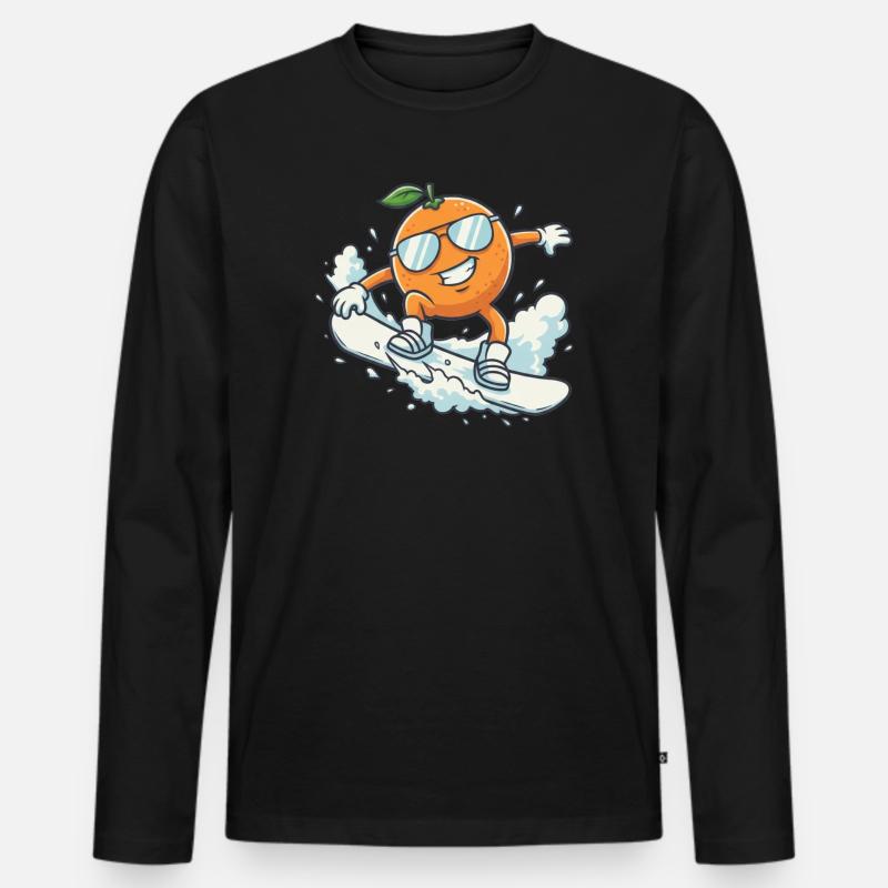 Coole Snowboard Orange mit Sonnenbrille - Männer Premium Bio Langarmshirt - Schwarz