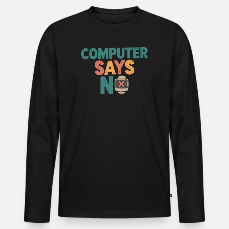 Retro Computer sagt Nein - Männer Premium Bio Langarmshirt - Schwarz