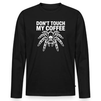 Ne touche pas à mon araignée du café - T-shirt manches longues Premium bio Homme - noir - Devant - Nico (187cm)