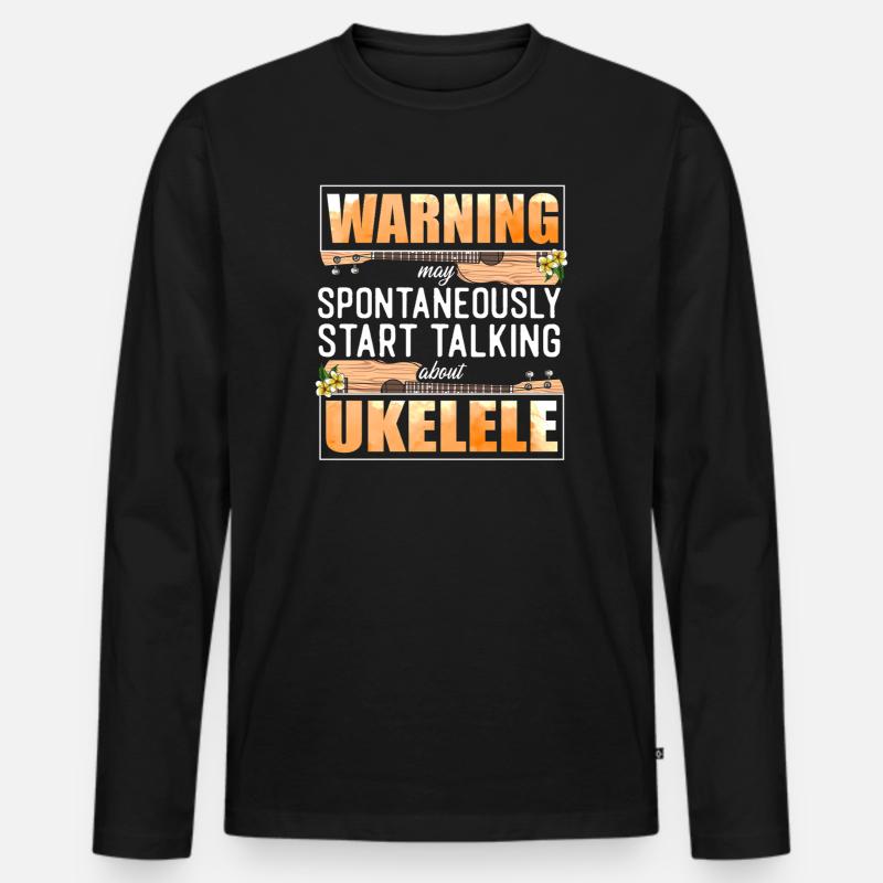 Hawaiian Ukulele Uke Warning May - Männer Premium Bio Langarmshirt - Schwarz