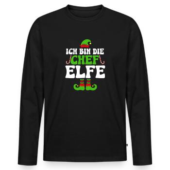 Ich Bin Die Chef Elfe - Men's Premium Organic Long Sleeve Shirt - black - Front - Nico (187cm)