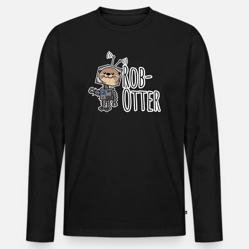 Rob-Otter - Halb Otter halb Roboter Flachwitz! - Männer Premium Bio Langarmshirt - Schwarz