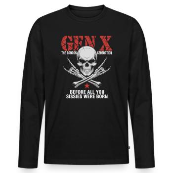 Gen X : La Génération Badass Crossbones - T-shirt manches longues Premium bio Homme - noir - Devant - Nico (187cm)