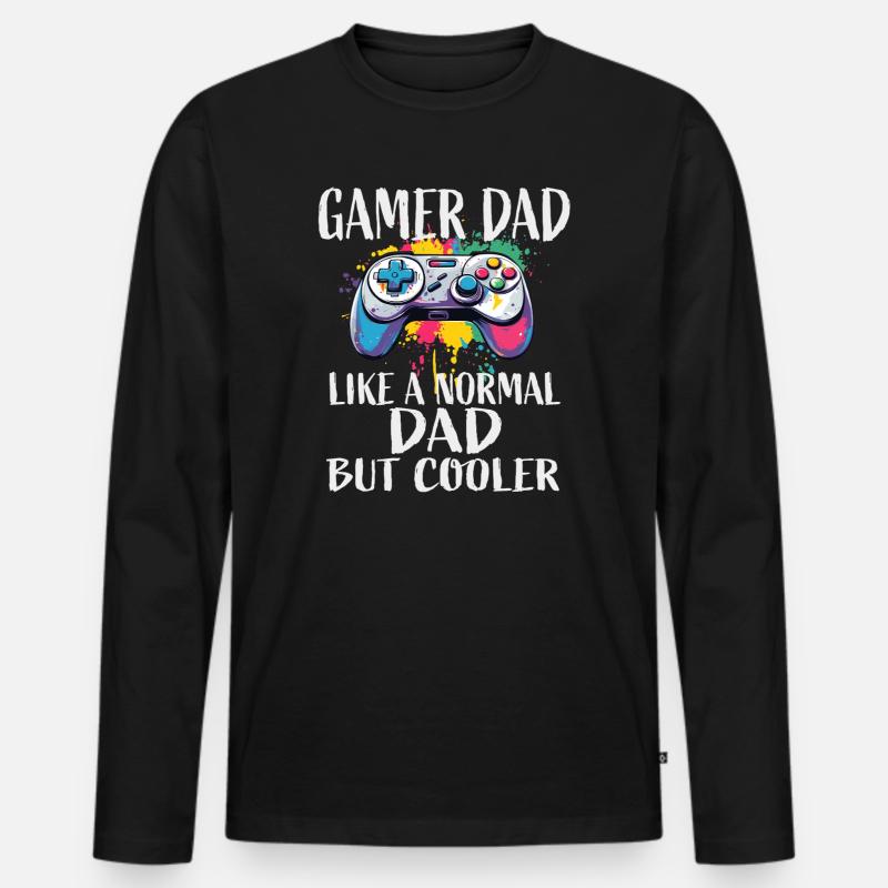 Gamer Dad Controller - Männer Premium Bio Langarmshirt - Schwarz