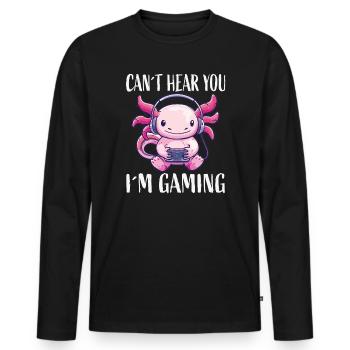 Monstre casque Kawaii pour le jeu - T-shirt manches longues Premium bio Homme - noir - Devant - Nico (187cm)