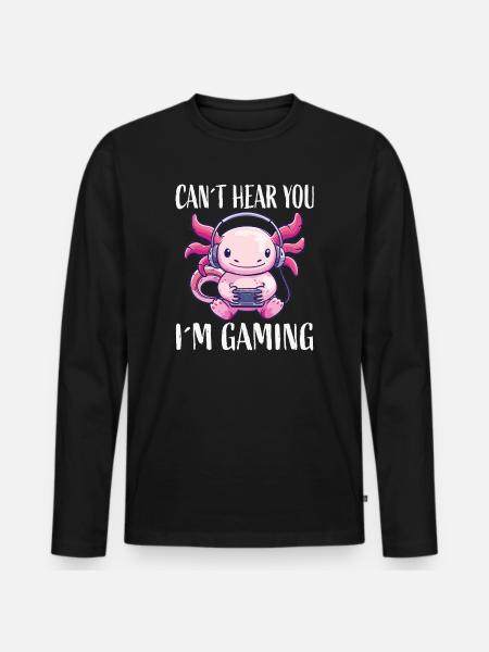 Gaming Kawaii Kopfhörer Monster - Männer Premium Bio Langarmshirt - Schwarz