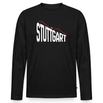 Stuttgart - T-shirt manches longues Premium bio Homme - noir - Devant - Nico (187cm)