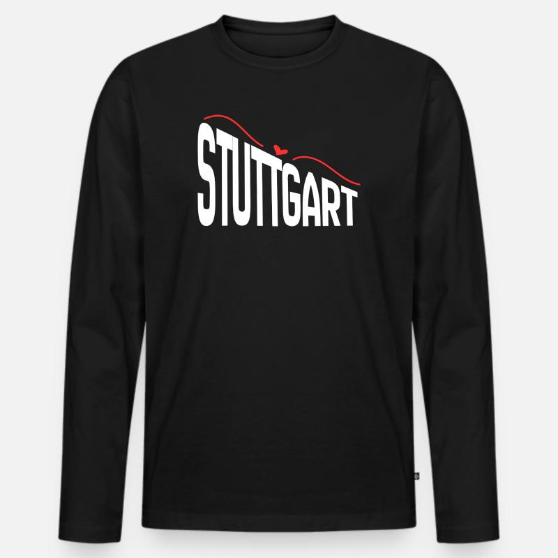 Stuttgart - Männer Premium Bio Langarmshirt - Schwarz
