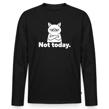Grimmige Katze Not Today Meme - Männer Premium Bio Langarmshirt - Schwarz - Vorne - Nico (187cm)
