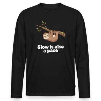 Slow is also a pace - Men's Premium Organic Long Sleeve Shirt - black - Front - Nico (187cm)