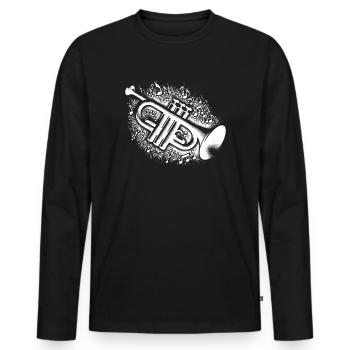 Trompeten Notenexplosion Zauber Blech mit Seele - Männer Premium Bio Langarmshirt - Schwarz - Vorne - Nico (187cm)