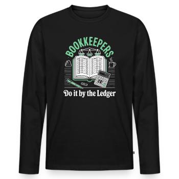 Bookkeeper do it by the ledger - Men's Premium Organic Long Sleeve Shirt - black - Front - Nico (187cm)