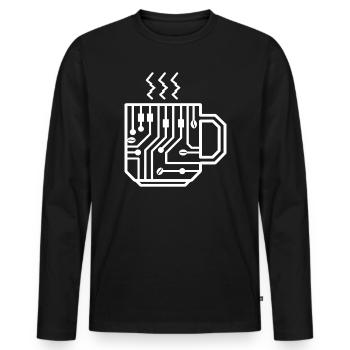 Circuit Mug Glyph Tech Brew - Men's Premium Organic Long Sleeve Shirt - black - Front - Nico (187cm)