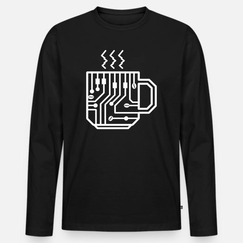 Circuit Mug Glyph Tech Brew - Männer Premium Bio Langarmshirt - Schwarz