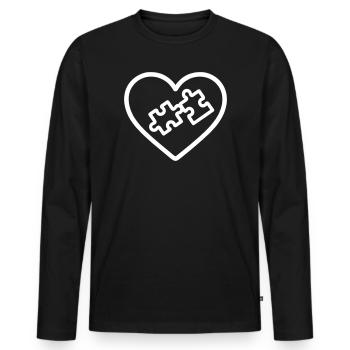 Puzzle du cœur – Design créatif et relaxant - T-shirt manches longues Premium bio Homme - noir - Devant - Nico (187cm)
