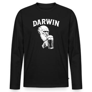 Darwin trinkt Bier - Männer Premium Bio Langarmshirt - Schwarz - Vorne - Nico (187cm)