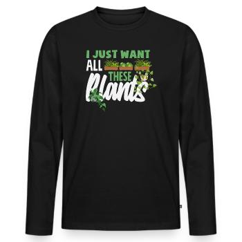 Cadeaux pour les jardins et les amoureux des plantes - T-shirt manches longues Premium bio Homme - noir - Devant - Nico (187cm)