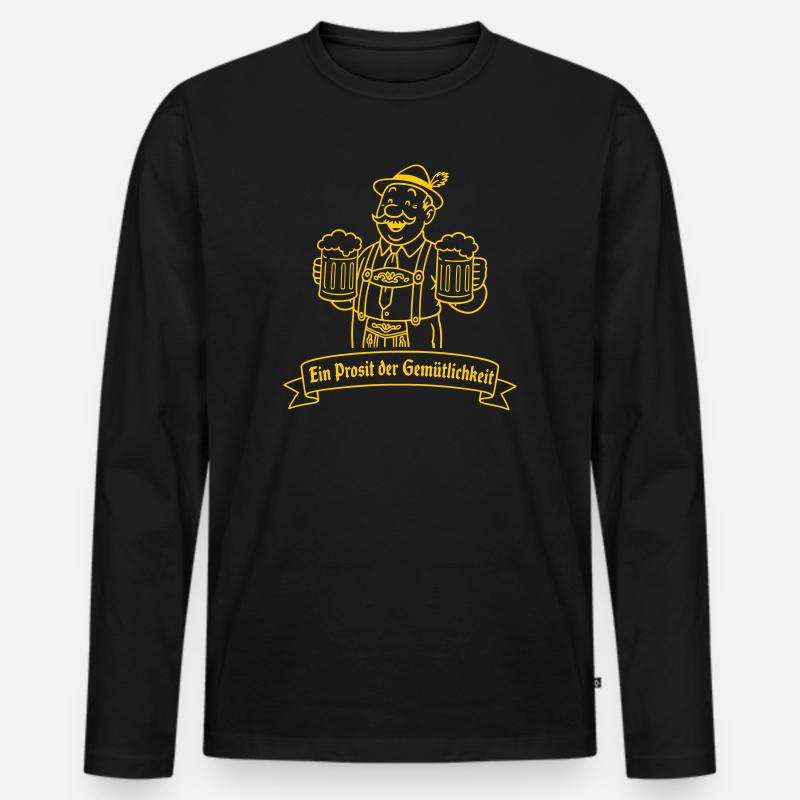 Herr Bier - Ein Prosit der Gemütlichkeit - Männer Premium Bio Langarmshirt - Schwarz