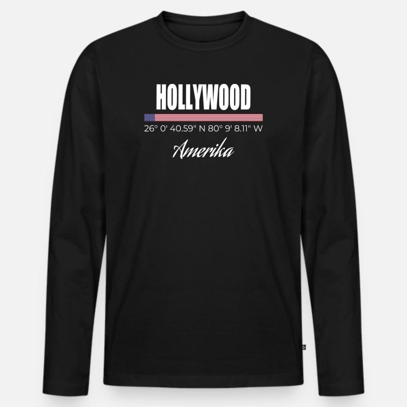 Hollywood - Männer Premium Bio Langarmshirt - Schwarz