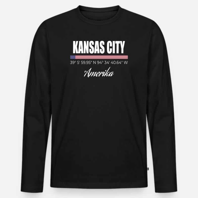 Kansas City - Männer Premium Bio Langarmshirt - Schwarz