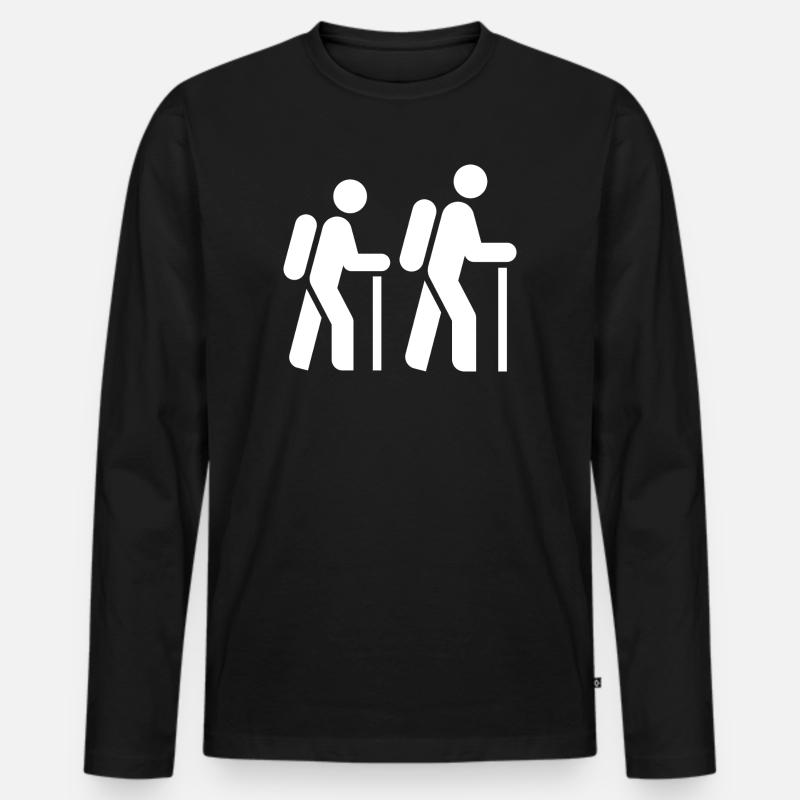 Wanderer, Pilger, Tourist, Pilgerweg - Männer Premium Bio Langarmshirt - Schwarz