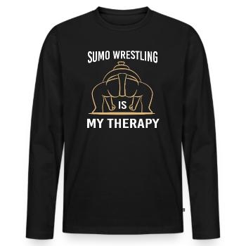 sumo - T-shirt manches longues Premium bio Homme - noir - Devant - Nico (187cm)