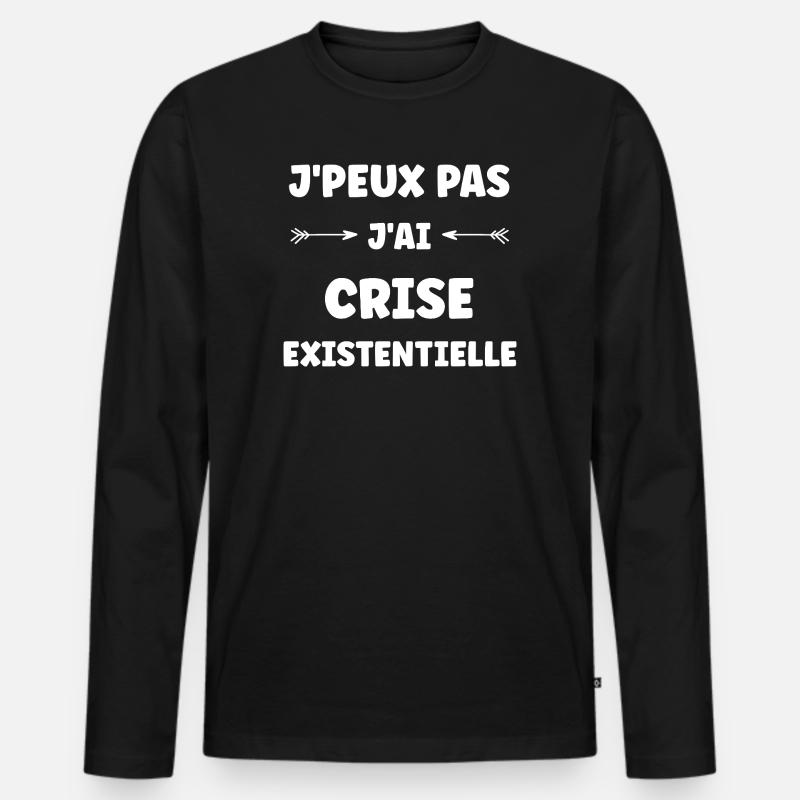 Existenzielle Krise, schwarzer Humor - Männer Premium Bio Langarmshirt - Schwarz