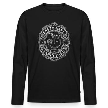 Party Hard Napping Sloth - Men's Premium Organic Long Sleeve Shirt - black - Front - Nico (187cm)