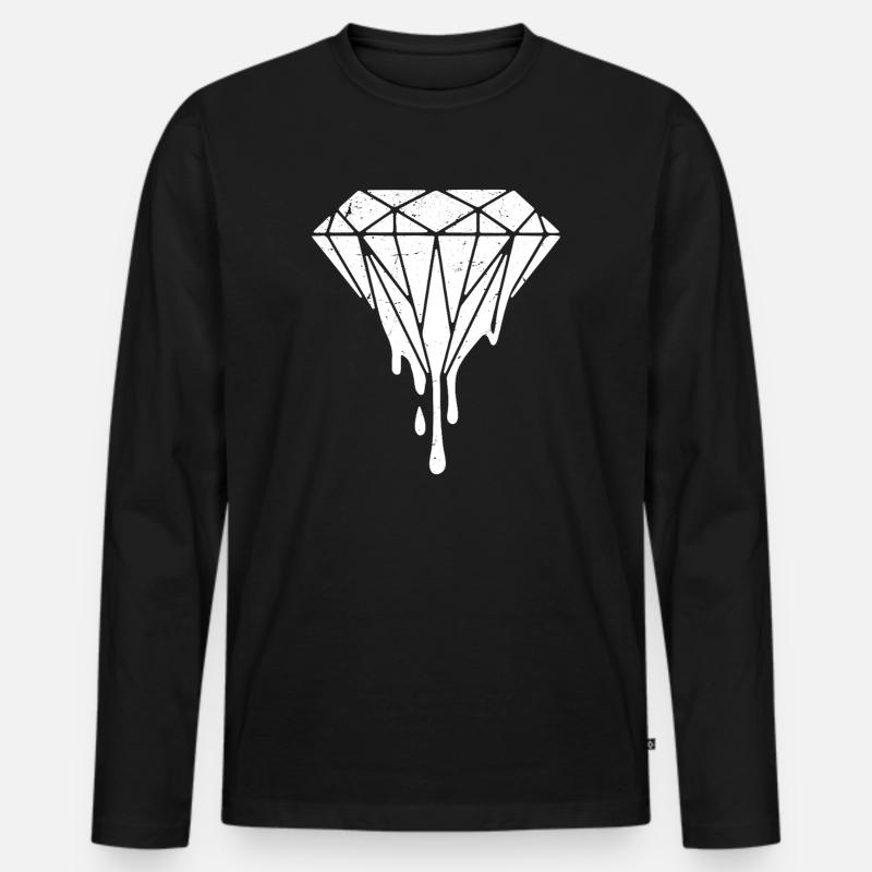 Diamond Melting Retro Vintage - Männer Premium Bio Langarmshirt - Schwarz
