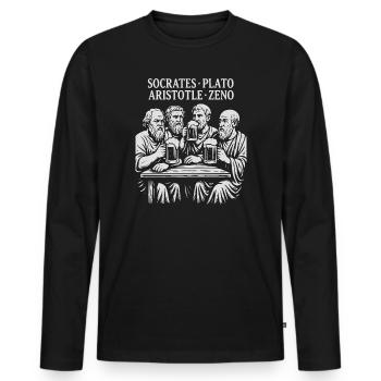 Philosophers Toasting in Monochrome - Men's Premium Organic Long Sleeve Shirt - black - Front - Nico (187cm)
